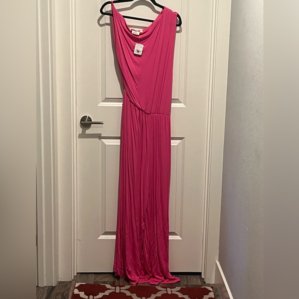Free People Beach Pink Asymmetrical Knit Jumpsuit | Size Medium |